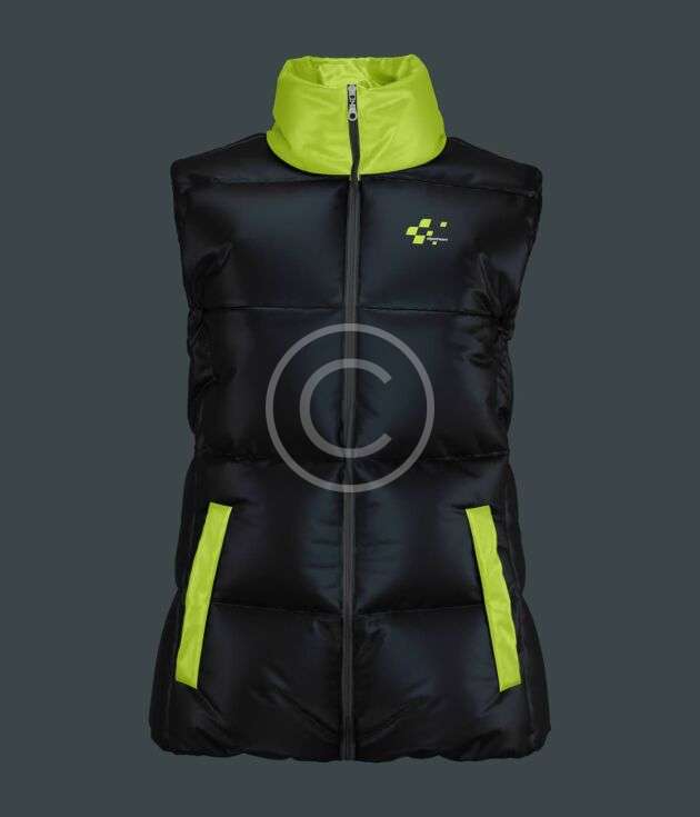 Black and neon puffer vest